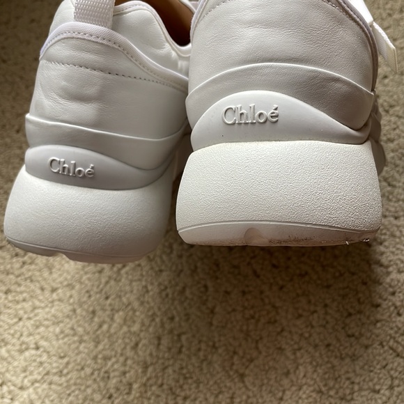 Chloe Sonnie Leather White Sneakers - Picture 4 of 16
